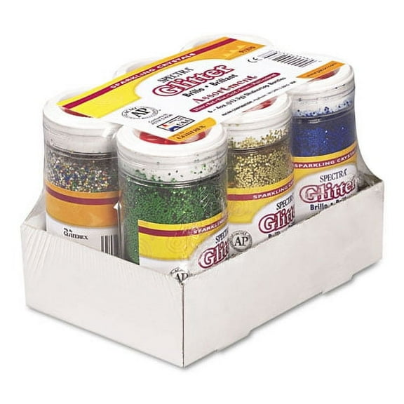 Spectra Glitter, 0.04 Hexagon Crystals, Assorted, 4 Oz Shaker-Top Jar, 6/pack | Bundle of 2 Packs