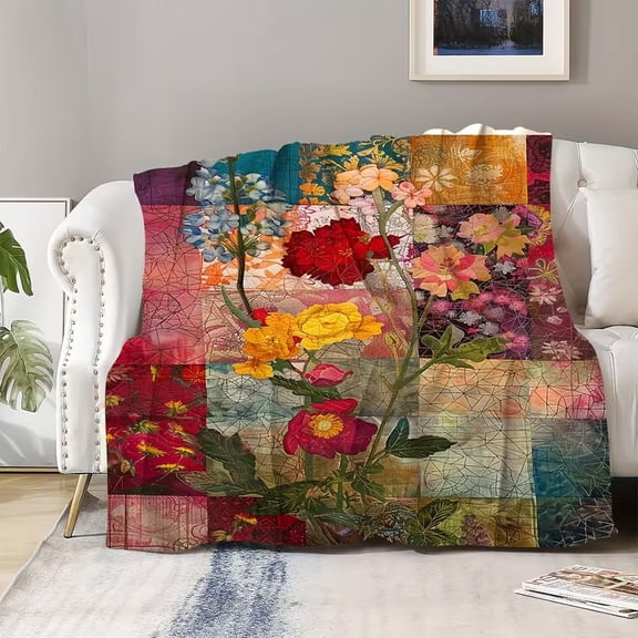 Floral Patchwork Soft Fleece Blanket For Daughter