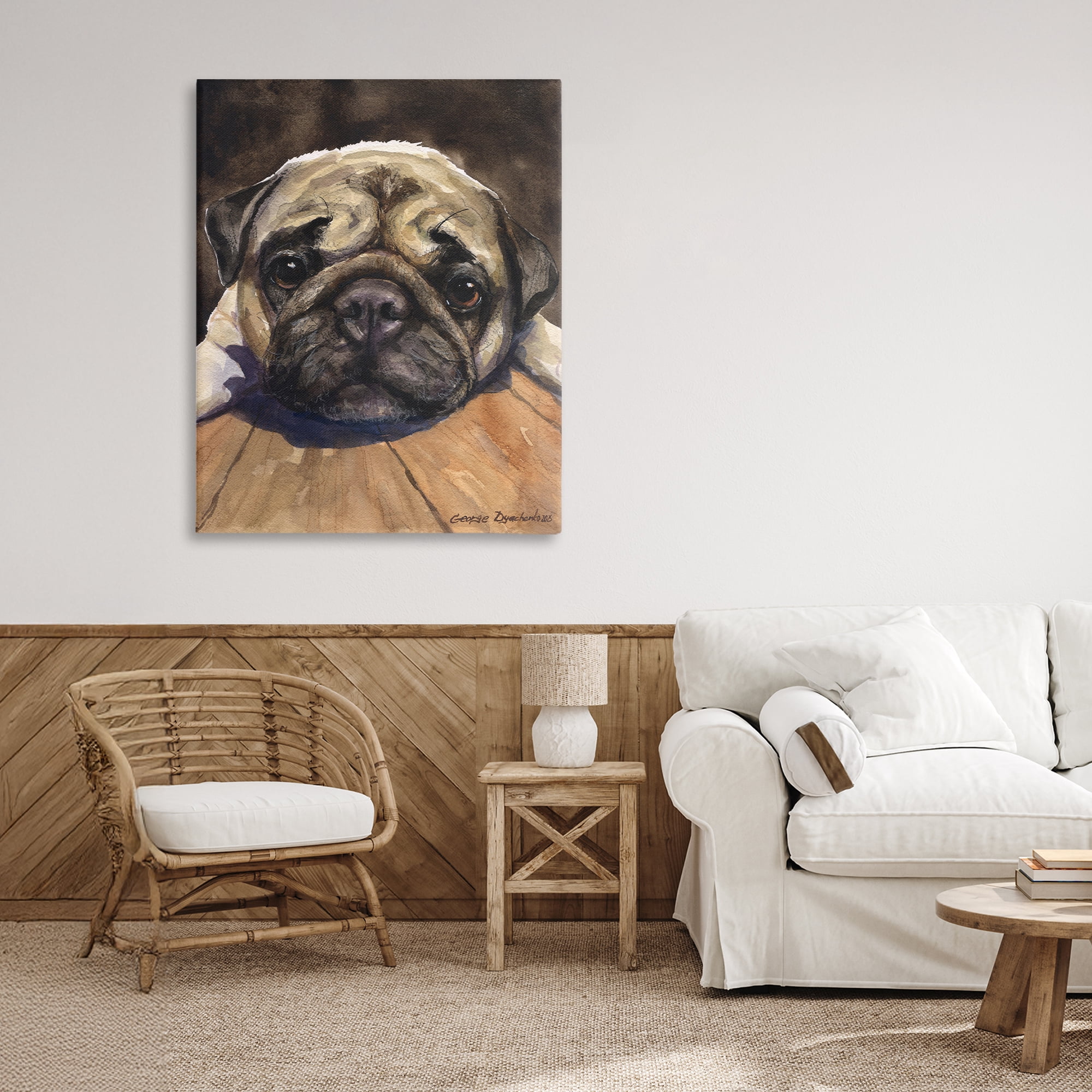 Stupell Industries Pug Soulful Portrait Canvas Wall Art, design by George Dyachenko