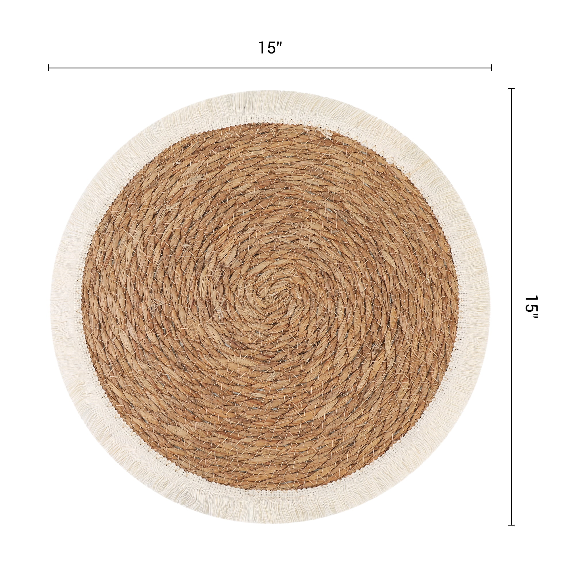 Unique Bargains Set of 4 Farmhouse Placemats for Dining Table Beige/Brown 15inch