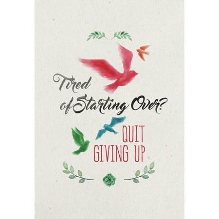Metal Watercolour - Aluminum Metal Tired Of Starting Over Quit Giving Up Quote Watercolor Paint Birds Floral Picture Canvas Design Backgro