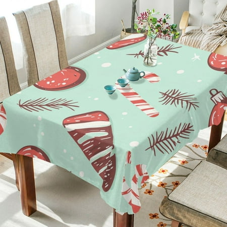 

WOBOGO Seamless Pattern with Christmas Elements Square Tablecloth 54×72in Polyester Fabric Tablecloth Washable Dust Resistant Wrinkle Resistant