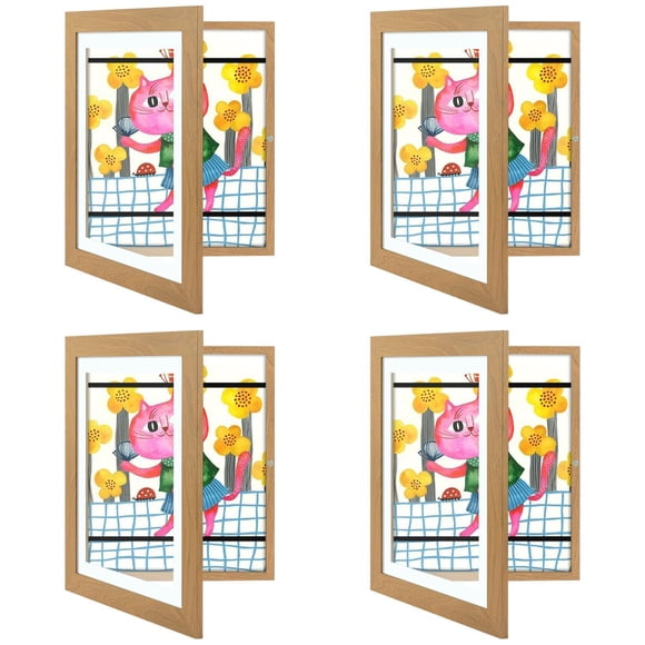 Golden State Art, 10x12.5 Kids Art Frames, Front-Opening Picture Frame Great for Kids Drawings, Artworks, Children Art Projects, Schoolwork, Home or Office (Brown Set of 4)