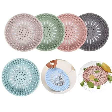 

Chok 5 Pack Hair Catcher Durable Silicone Hair Stopper Shower Drain Covers Easy to Install and Clean Suit for Bathroom Bathtub and Kitchen