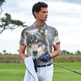 thumbnail image 3 of Fotbe Majestic Snowy Wolf Pattern Men’s Golf Polo Shirt – Breathable Performance Golf Shirt with Button-Down Collar-4X-Large, 3 of 6