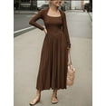thumbnail image 3 of Women's Long Sleeve Maxi Dress Fall Crewneck Knit Casual Solid Wedding Guest Flowy Long Dress with Pockets, 3 of 5