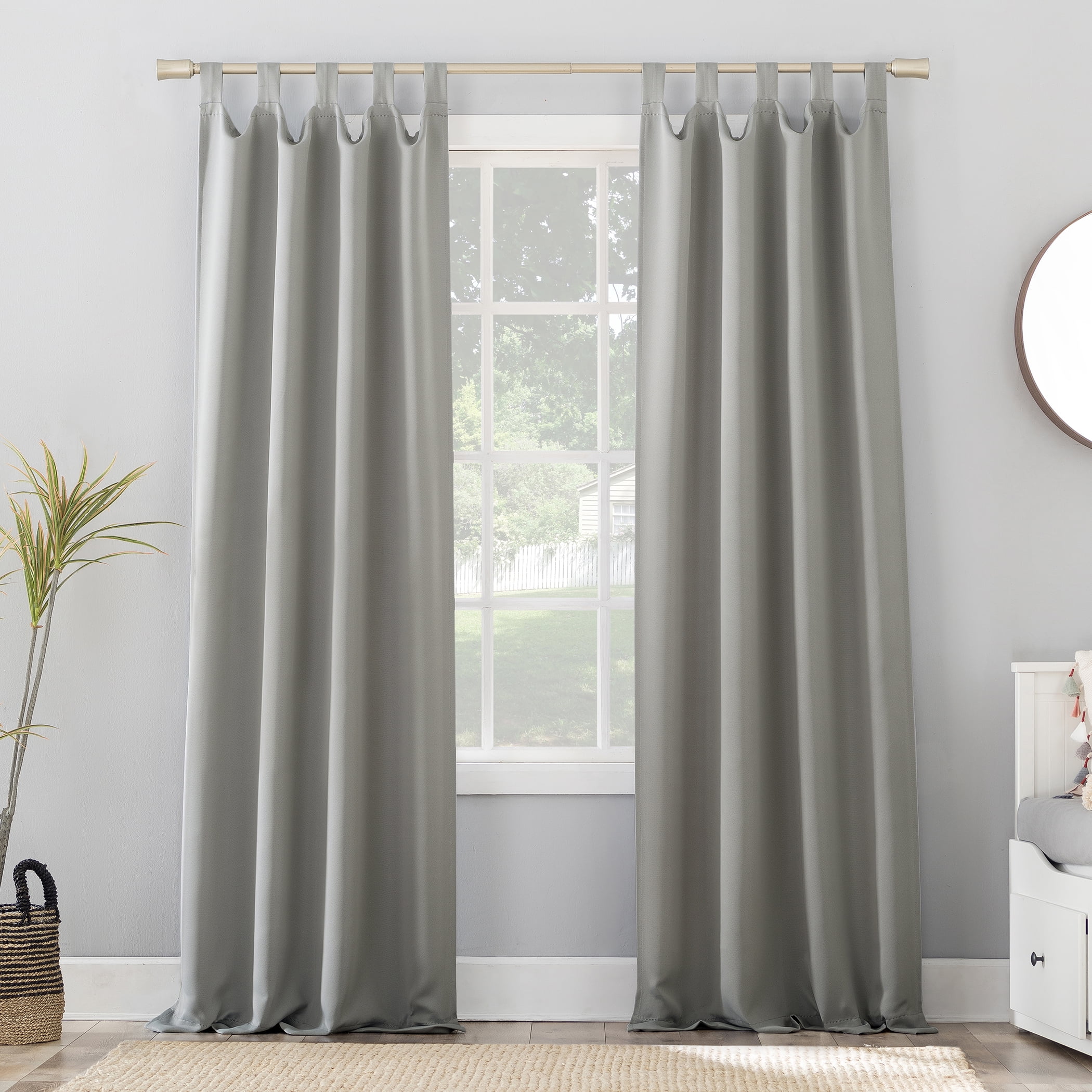 Sun Zero Brant Tab Top Energy Saving Blackout Window Curtain Panel, 40