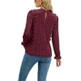 thumbnail image 2 of Frontwalk Ladies Tops Floral Lace Shirts Long Sleeve Tunic Blouse Women Casual T Shirt V Neck Claret XL, 2 of 3