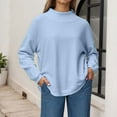 thumbnail image 4 of Womens Oversized Sweatshirts Side Slit Neck Solid Long Sleeve Athletic Outfits Trendy, 4 of 5