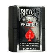 (2 pack) Bicycle Prestige Plastic Premium Playing Cards, Standard Index, 1 Deck (Red or Blue - Color May Vary)