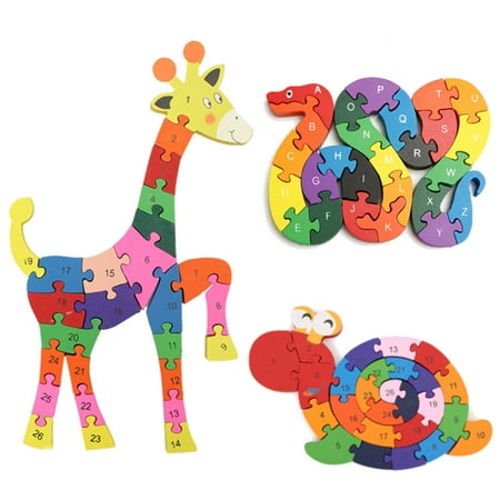 Alphabet Number Building Jigsaw Puzzle Snake Shape Wood Block Toy For Kids Child Walmart Canada