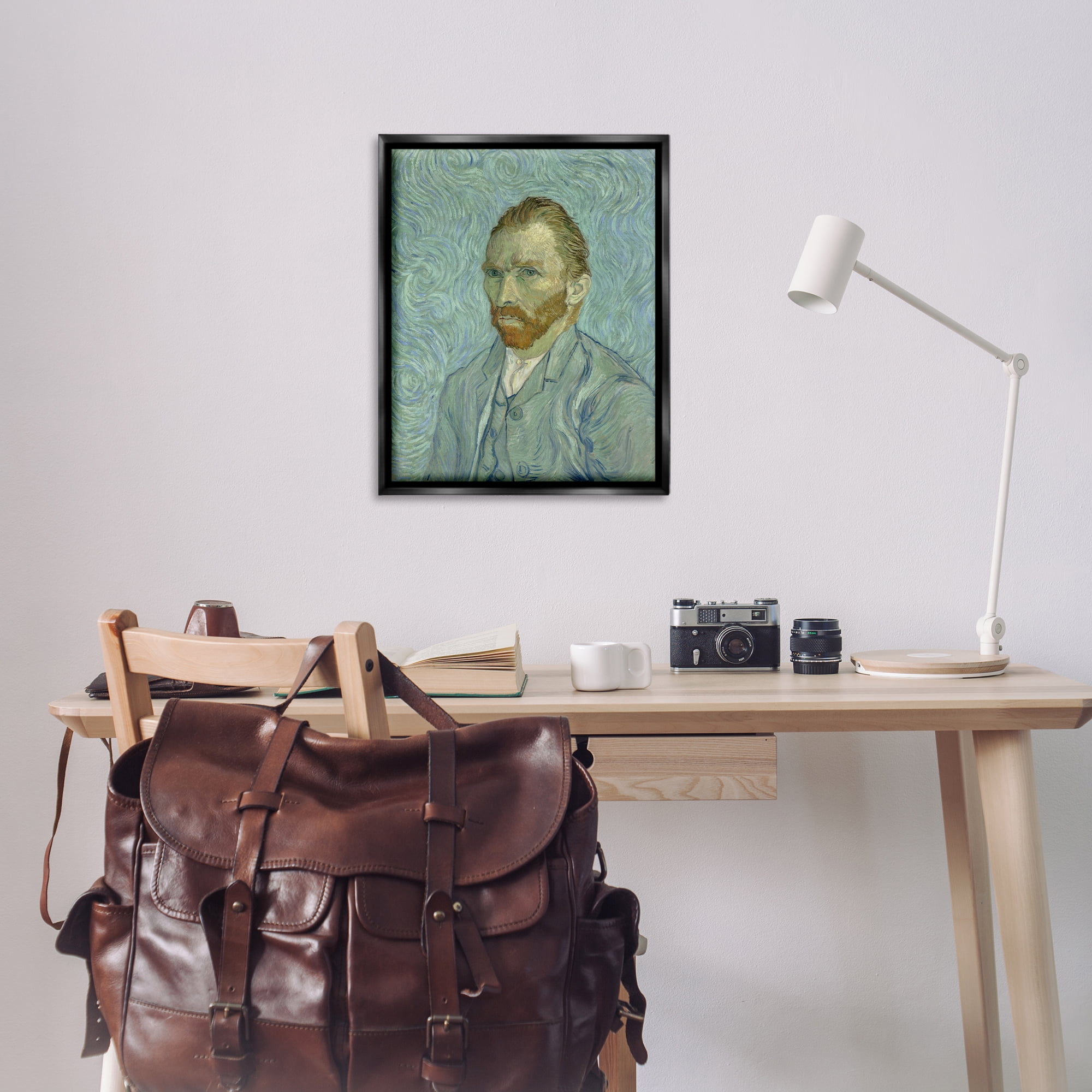 Stupell Industries Van Gogh Classic Self Portrait People Painting Black Floater Framed Canvas Art Print Wall Art, 25 x 31