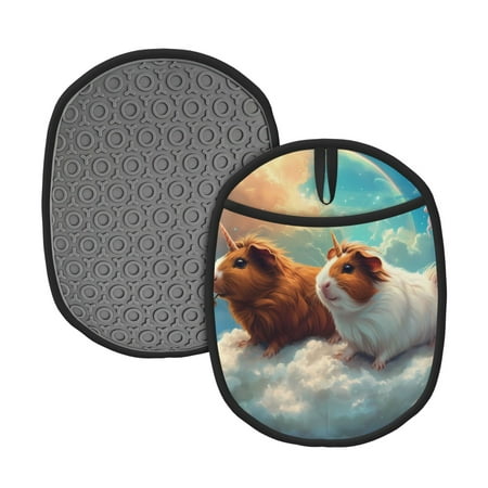 

Pofeuu Cloud Guinea Pig Print Silicone Pot Mat Mitten With Hanging Loop Heat Resistant Oven Mitts Non-Slip Bbq Baking Smoking Potholders