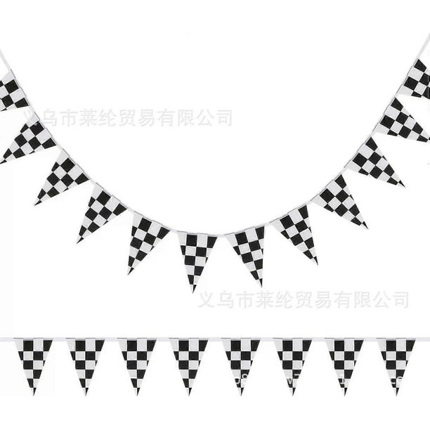 2pcs Triangle Flags Bunting Banner: 10m Checkered Triangle Pennant Banner - Polyester Party Flags For Birthday Racing Events Decorations