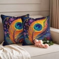 thumbnail image 2 of Colorful Peacock Feathers Outdoor Waterproof Pillow Covers, Abstract Modern Watercolor Art Decorative Square Throw Pillowcase Sofa Cushion Sham for Patio/Couch/Chair, 16"x16" 2 Pack, 2 of 8
