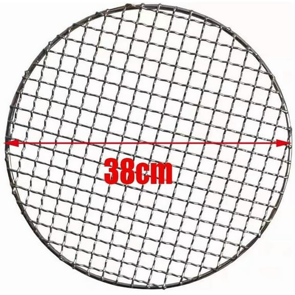 Stainless Steel Barbecue Grate, Round BBQ Grill Net Mesh, Charcoal Grate(No Foot), Dia: 38cm/15inch