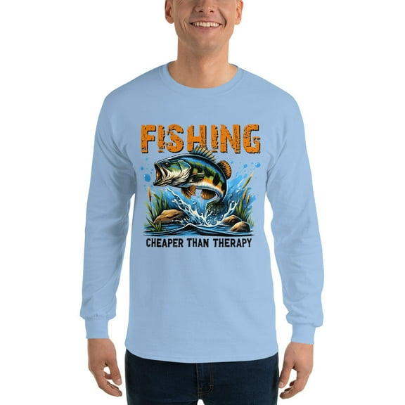 Funny Fishing Therapy Long Sleeve Shirt, Fisherman Gift, Outdoor Adventure (S)