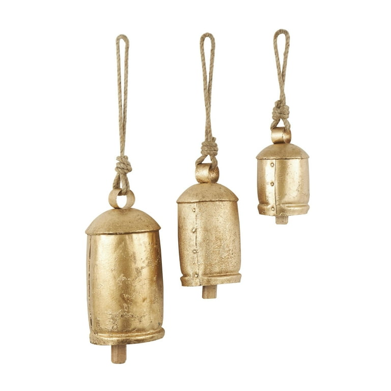 DecMode Gold Metal Tibetan Inspired Decorative Hanging Bell Chime