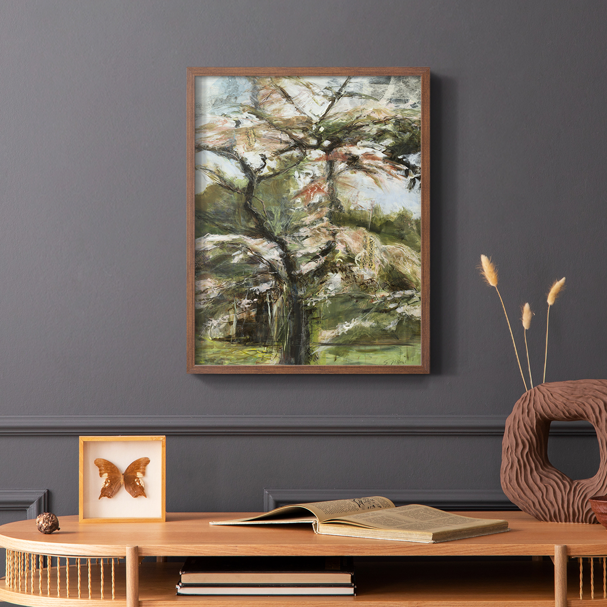Haven Framed Print in Brown Solid Wood Framed Print No Nail Hanging