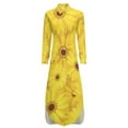 thumbnail image 6 of 2024 Sunflower Print Chiffon Dress Yellow Gerbera Flowers Festival Dresses Long Sleeve Stylish V Neck Design Oversize Casual Dress, 6 of 7