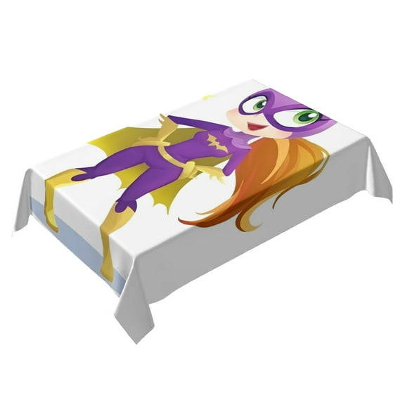 Superhero Gir Themed Square Tablecloth 54 * 72 Inches Durable Stylish