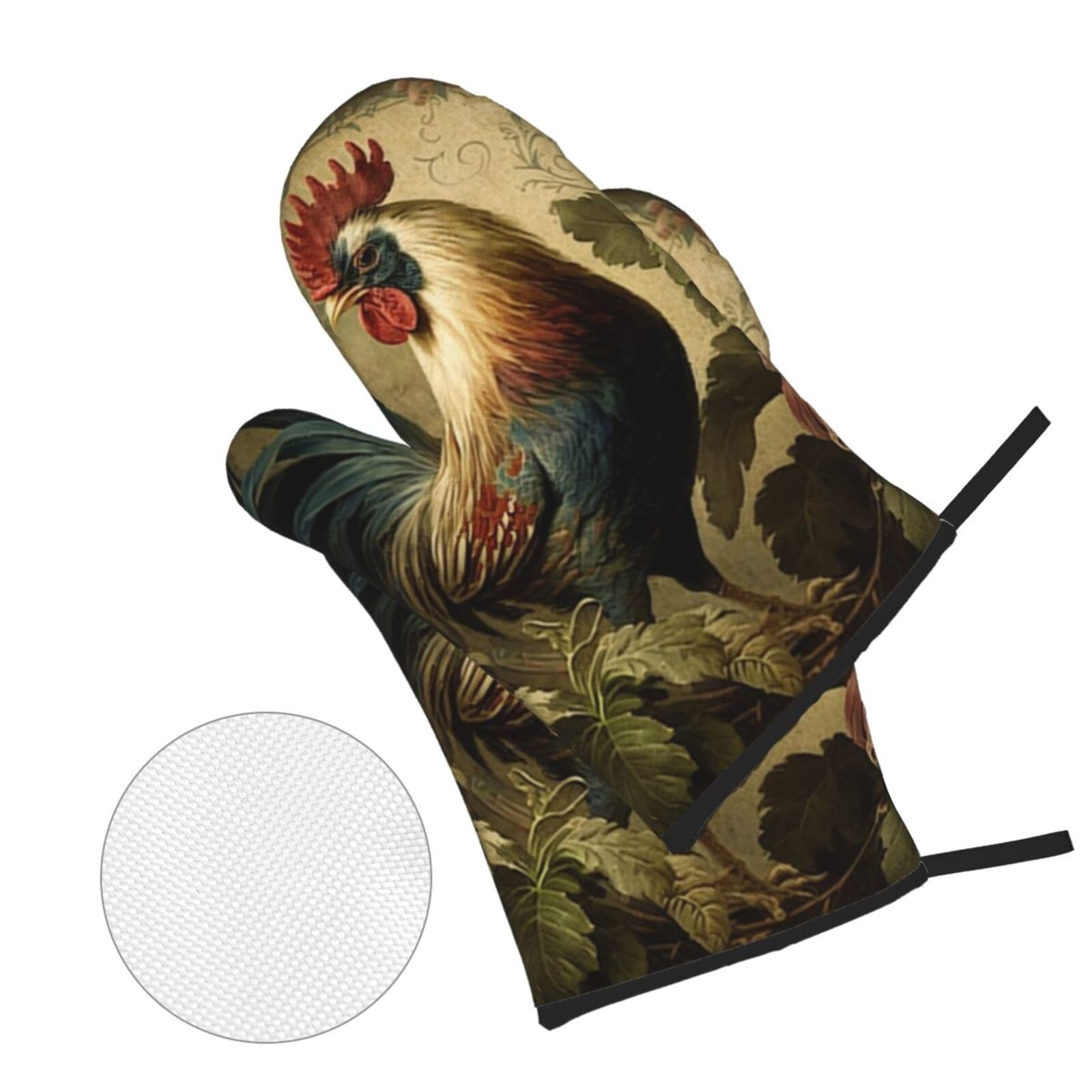 Rooster Vintage Art 4Pcs Oven Mitts and Pot Holders Sets Oven Kitchen Gloves Hot Pads for Cooking BBQ Baking Grilling