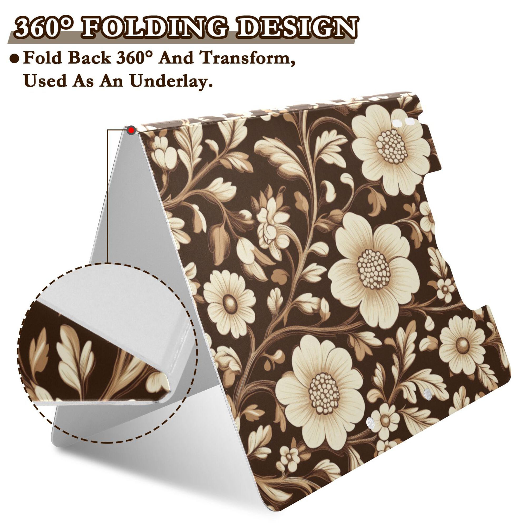 FORMRS A4 Clipboard Folder with Pen Holder Horizontal Foldable School Office Binder, Brown Floral