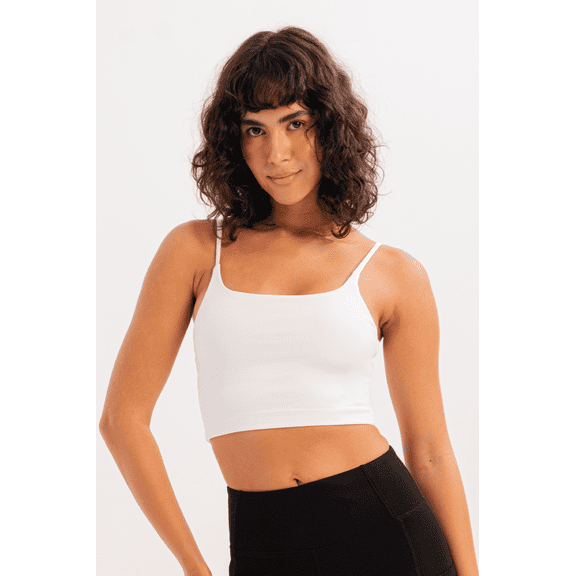 Thin Strap Light Support Removable Padded Bra White Women's Sports Bra - Spica