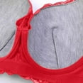 thumbnail image 6 of Penkiiy Women Bras Women's Four-breasted Steel Ring Charcoal Thin Bra, Sexy Underwear Red Bras, 6 of 9