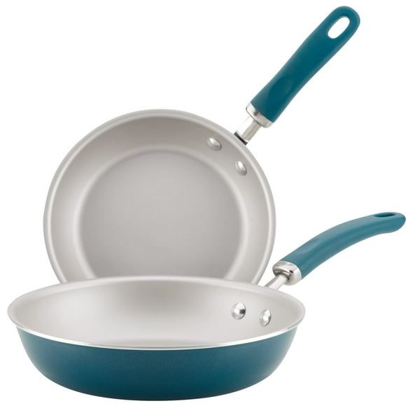 Rachael Ray Create Delicious Nonstick Induction Frying Pans/Skillet Set 8.5 Inch and 10.25 Inch - Teal Shimmer