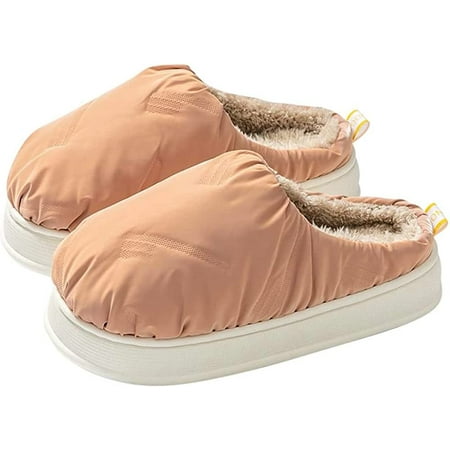 

CoCopeaunt Women Men Trendy Cozy Fluffy Fur Down Home Shoes Soft Light Waterproof Anti-skip House Slippers Indoor Outdoor