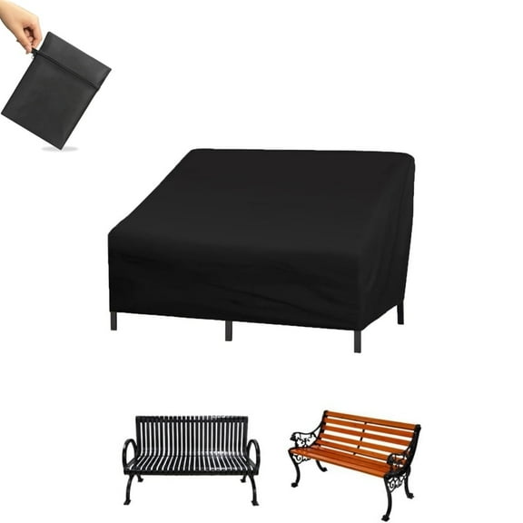 QZS Patio Furniture Cover,2-Person Outdoor Bench Cover,Wind-Proof 210D Oxford,1pcs Durable Sturdy Furniture Protector for Home,with Drawstring,52.8x26x35"