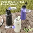thumbnail image 7 of Insulated Stainless Steel Wide Mouth Water Bottle with Flex Straw Lid and Spout for Sports and Travel, Double-Wall Vacuum Insulation, BPA Free, 32oz, Black, 7 of 7