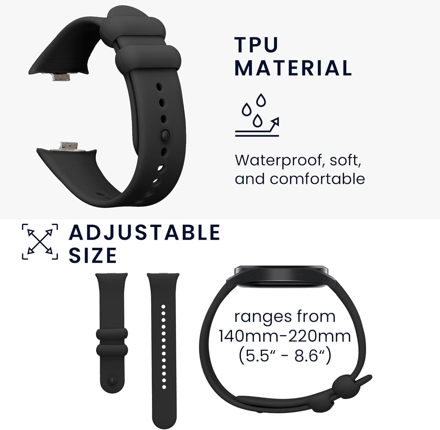 CRKMGS-Smartwatch Band Compatible with Xiaomi Redmi Watch 4 Strap - 2x TPU SIlicone and Nylon Straps - Black/Dark Grey
