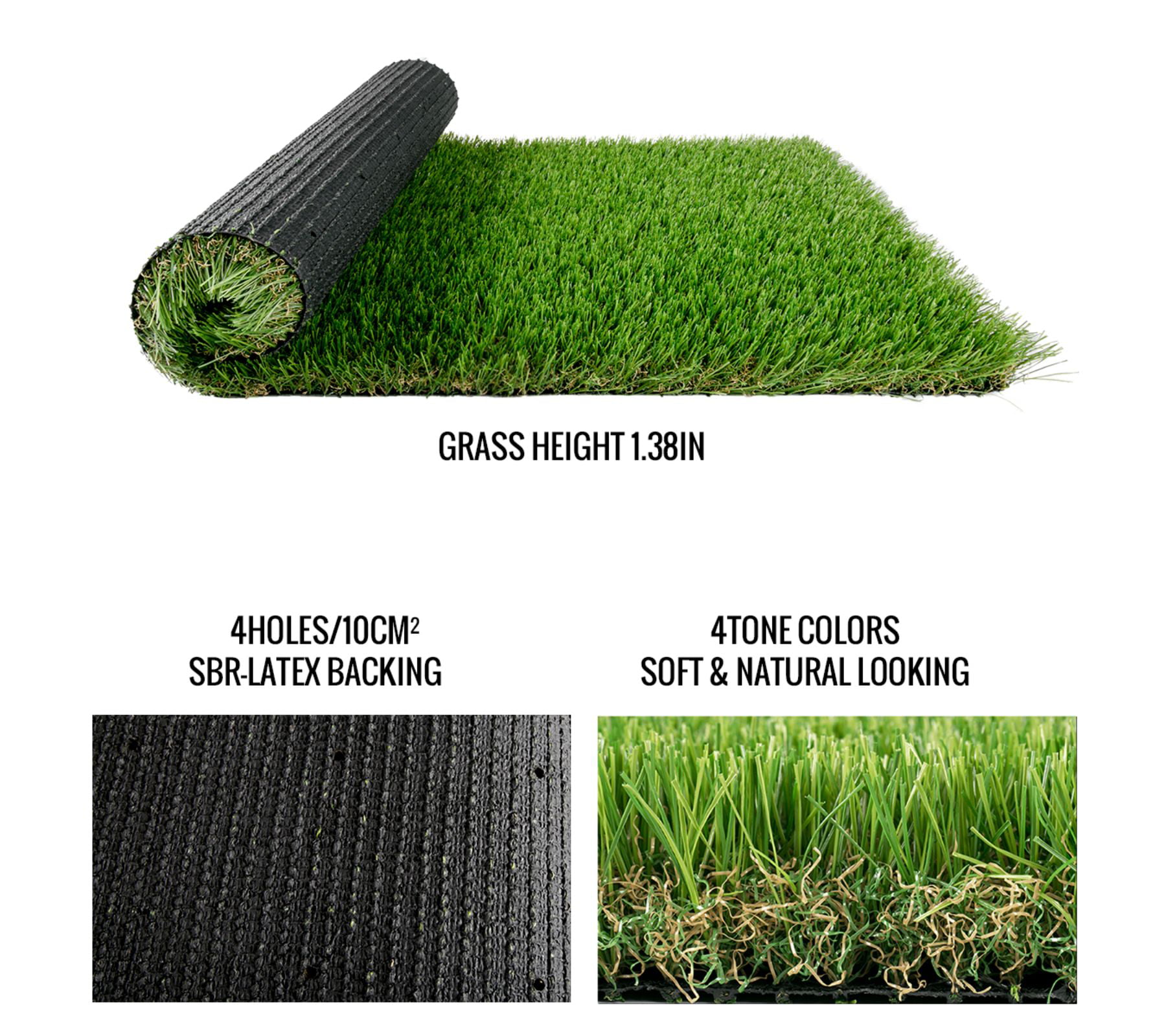 Premium Synthetic Turf Artificial Lawn Fake Grass Backed With Drainage Holes 