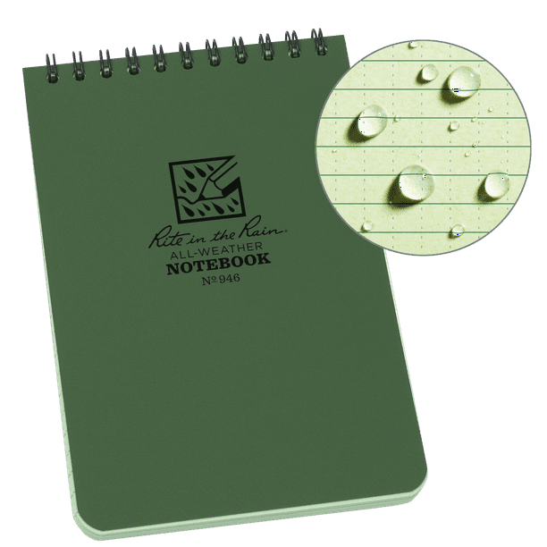 Rite In The Rain All Weather Top Spiral Notebook 4 X 6 Green Cover Universal Pattern No 946 Walmart Com Walmart Com