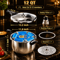 thumbnail image 3 of WantJoin 12QT Stainless Steel Pressure Cooker with Spring Valve Safeguard Devices, Induction & Gas Cooker Compatible, 3 of 8