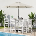 thumbnail image 7 of SERWALL HDPE Outdoor Patio Bar Set with 9ft Umbrella, 4 Pieces Outdoor Bar Height Table Set with Patio Umbrella, White, 7 of 7