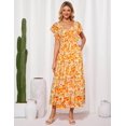 thumbnail image 3 of Vestido largo GRACE KARIN con estampado floral de verano, cuello en V y manga con volantes, 3 of 6