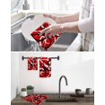 thumbnail image 5 of Red Geometric Kitchen Dish Towels for Drying Dishes Set of 4, Modern Abstract Black White Striped Lines Waffle Weave Microfiber Hand Tea Bathroom Towels Quick Dry & Absorbent Towel 12x12, 5 of 7