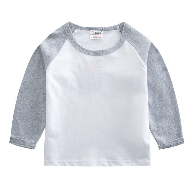 fatyb T-Shirts en Coton à Manches Longues pour Garçons et Filles, Col Rond, Basiques, Color Block, Décontractés