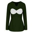 thumbnail image 6 of Olyvenn Women Long Sleeve Shirts Built-in Shelf Bra Tops Rib-Knit Top Spring Outfits 2025 V Notch Ribbed Slim Fitted Casual Basic Crop Top Green 6, 6 of 9