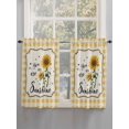 thumbnail image 5 of Sunflowers 2 Panel Kitchen Curtains for Windows, Yellow Floral Botanical Checkered Rustic Bathroom Privacy Curtain, Home Décor Window Treatment for Bedroom/Living Room 55"x45", 5 of 6