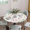 thumbnail image 2 of Pink Spring Floral Fitted Tablecloth with Elastic Edged, Round Table Cloth for Dining Table, Flowers Botanical Elegant Grey Checkered Waterproof Oil Proof Table Cover for Indoor Outdoor 45"-54", 2 of 8