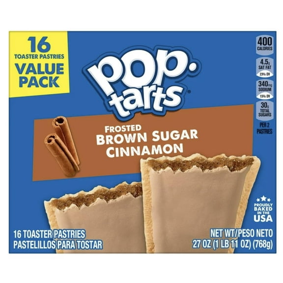 Kellogg's Pop Tarts FROSTED BROWN SUGAR CINNAMON Toaster Pastries 27oz Box 16 ct