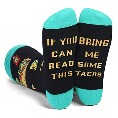 

Men Women Novelty Funny Saying Crew Socks If You Can Read This Bring Me Popcorn Sushi Tacos Letters Print Hosiery Gifts