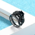 thumbnail image 3 of Unisex Skull Ring Black Gold Electroplated Copper Punk Ring For Men And Women European American Couple Jewelry Gift, 3 of 7