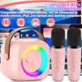 thumbnail image 5 of SANMADROLA Mini Karaoke Machine for Kids Adults, Toys for 3-12 Years Old Girls Boys Gifts, Kids Music Player Toys Christmas Birthday Gifts for Girls and Boys, 3,4, 5, 6, 7, 8+ Years Old Pink 2 Mic, 5 of 7