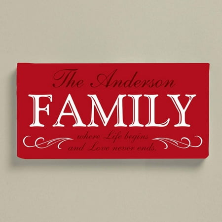 Personalized Love Never Ends Family Canvas, 9" x 27"