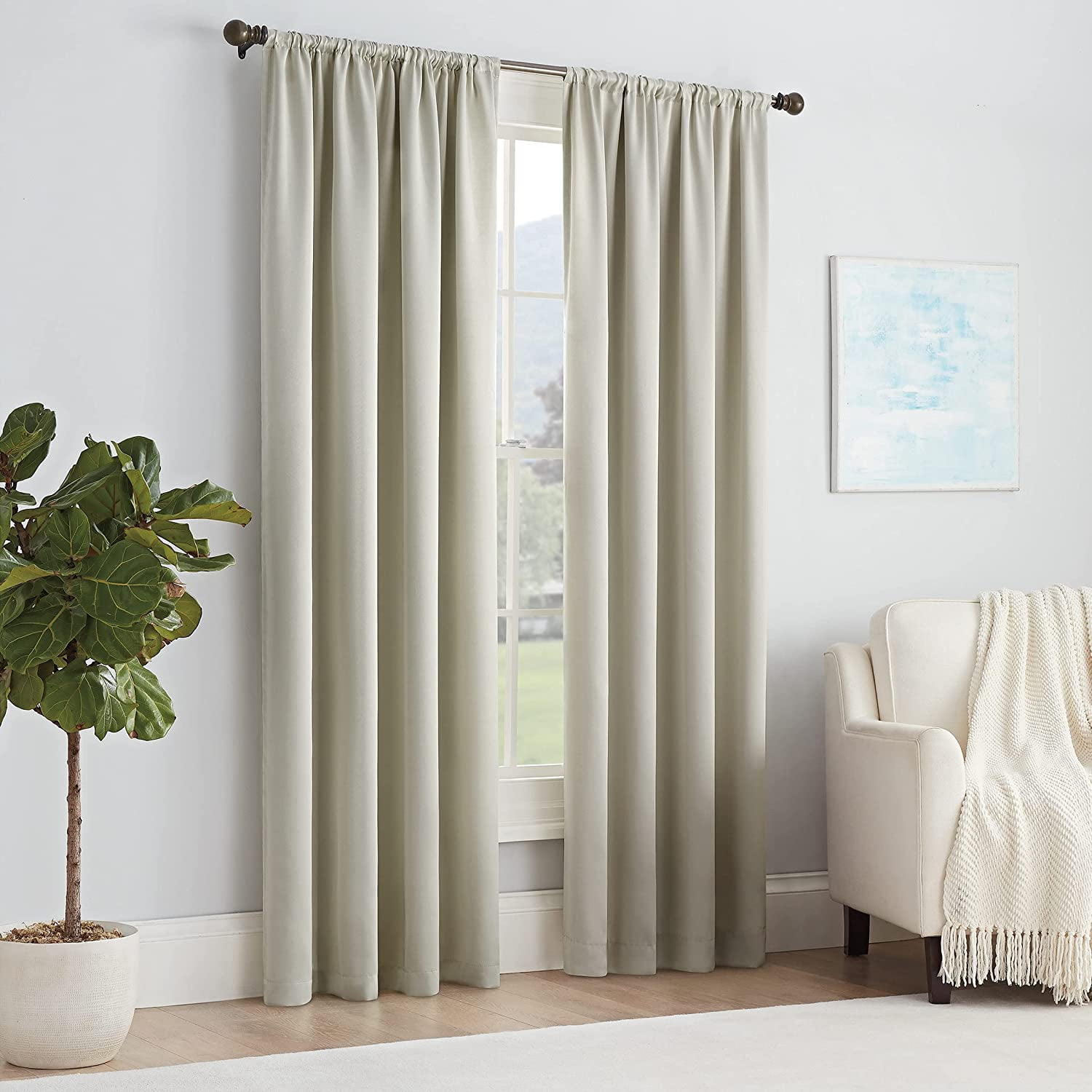 Eclipse Solid Thermapanel Room Darkening Rod Pocket 54 x 54 Panel in Stone